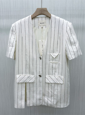 伊●2026夏季新品 时尚短袖西装外套女宽松休闲通勤西服上衣3077