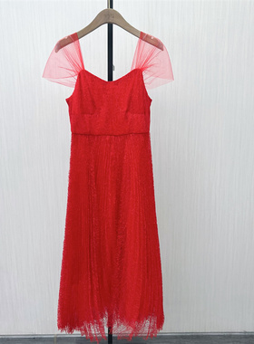 KA●2025秋季新品 吊带网纱连衣裙女气质通勤百搭无袖长裙3032