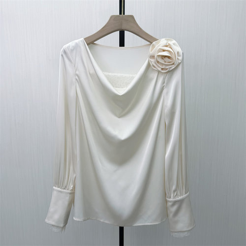 乂●2026春季新品 法式长袖衬衫女小众气质别致宽松打底上衣3863