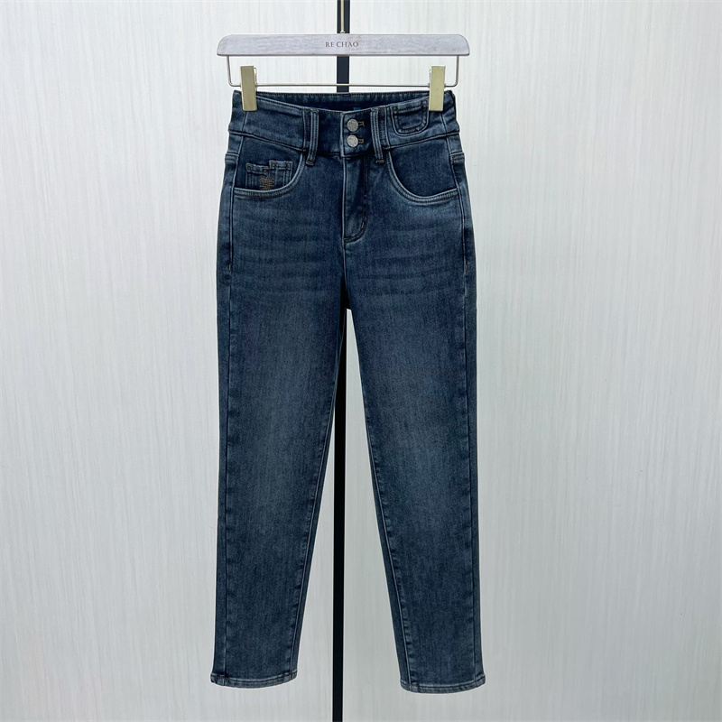 C●2025冬季新品 磨毛小脚牛仔裤女高腰显瘦修身长裤铅笔裤5110