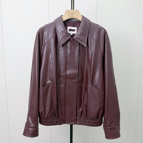 fei●2026秋季新品 皮衣外套女宽松休闲通勤百搭松弛感夹克7096