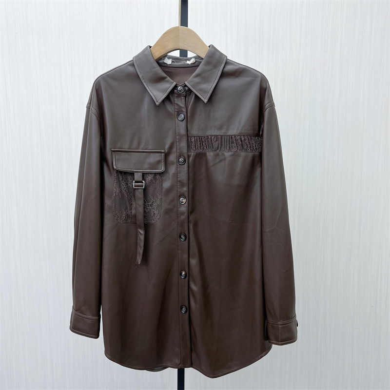 C●2025秋季新品 皮衣外套女宽松休闲通勤百搭中长款夹克3513