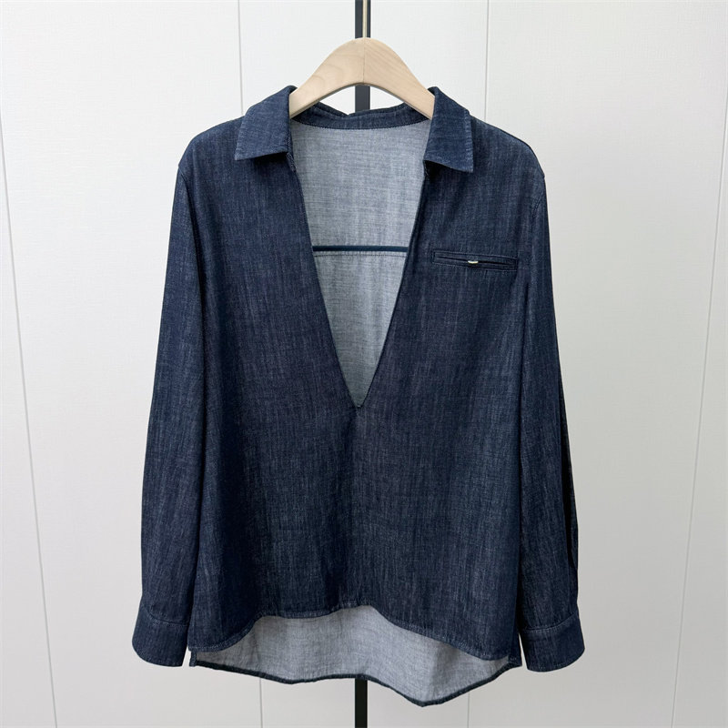 恩●2026秋季新品 牛仔衬衫女宽松休闲中长款日常百搭长袖上衣701