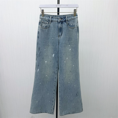 良月●2026春季新品 阔腿牛仔裤女高腰显瘦宽松直筒休闲长裤9324