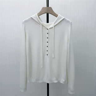 2026春季 毛衫 新品 女简约宽松显瘦长袖 上衣5421 连帽针织衫 艾W