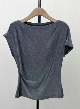 香●2026夏季新品 不规则短袖女气质修身显瘦短袖T恤衫上衣2387