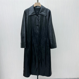 皮风衣女长款 新品 宽松休闲气质通勤大衣外套6003 2025秋季 图