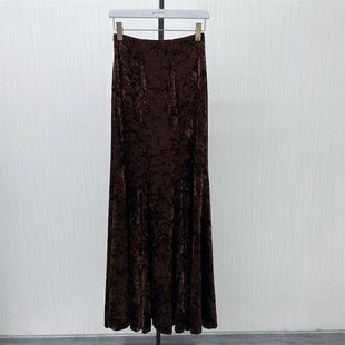 丝绒半身裙女高腰显瘦气质百搭大摆长裙9120 新品 图 2025秋季