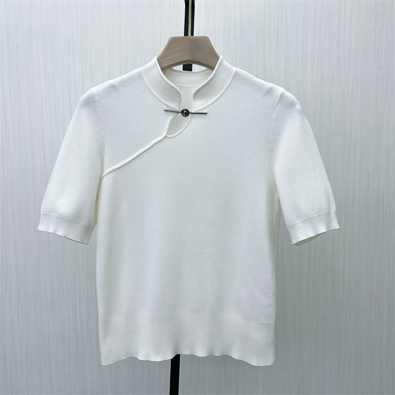 迪●2025夏季新品 短袖针织衫女修身显瘦气质薄款打底T恤上衣3110
