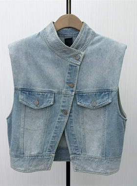 C●2026春季新品 牛仔马甲女工装背心外套宽松休闲无袖夹克3190