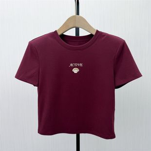 良月●2026夏季新品 纯色T恤女简约日常百搭修身显瘦短袖上衣6422