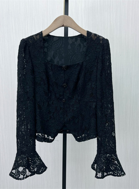 良月●2025春季新 蕾丝长袖衬衫女法式复古气质淑女打底上衣8481