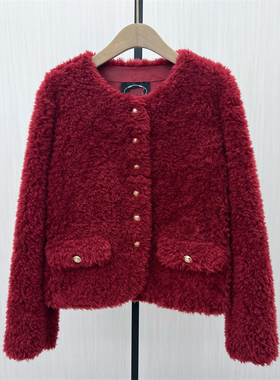 良月●2025冬季新品 皮毛一体大衣女宽松颗粒绒大衣毛毛外套0469