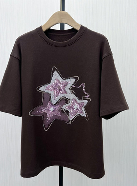 图●2025冬季新品 磨毛短袖t恤女时尚百搭上衣加厚内搭打底衫4508