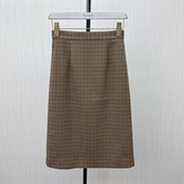 新 fei 2026春季 格纹半身裙女高腰显瘦包臀裙直筒开叉一步裙1024