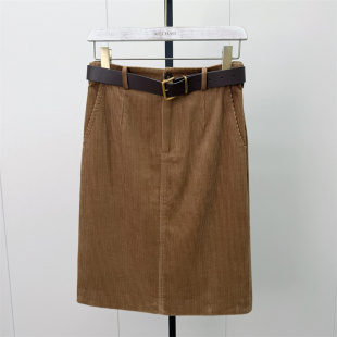 KA●2026冬季新品 灯芯绒半身裙女高腰显瘦休闲通勤直筒中裙2562