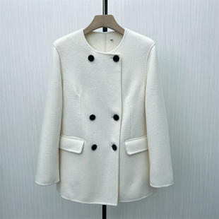 双面呢大衣女中长款 新品 气质宽松绵羊毛呢外套278 2025冬季 恩