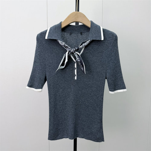 KA●2026秋季新品 短袖polo领针织衫女修身显瘦简约短款上衣5331