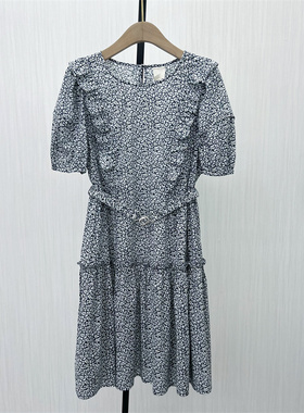 C●2025夏季新品 法式碎花连衣裙女气质显瘦小清新a字茶歇裙7236