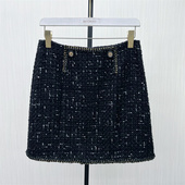 新品 恩 2025冬季 粗花呢半身裙女高腰显瘦气质包臀a字短裙338