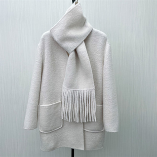 KA●2025冬季新品 双面呢大衣女中长款气质宽松绵羊毛呢外套6981