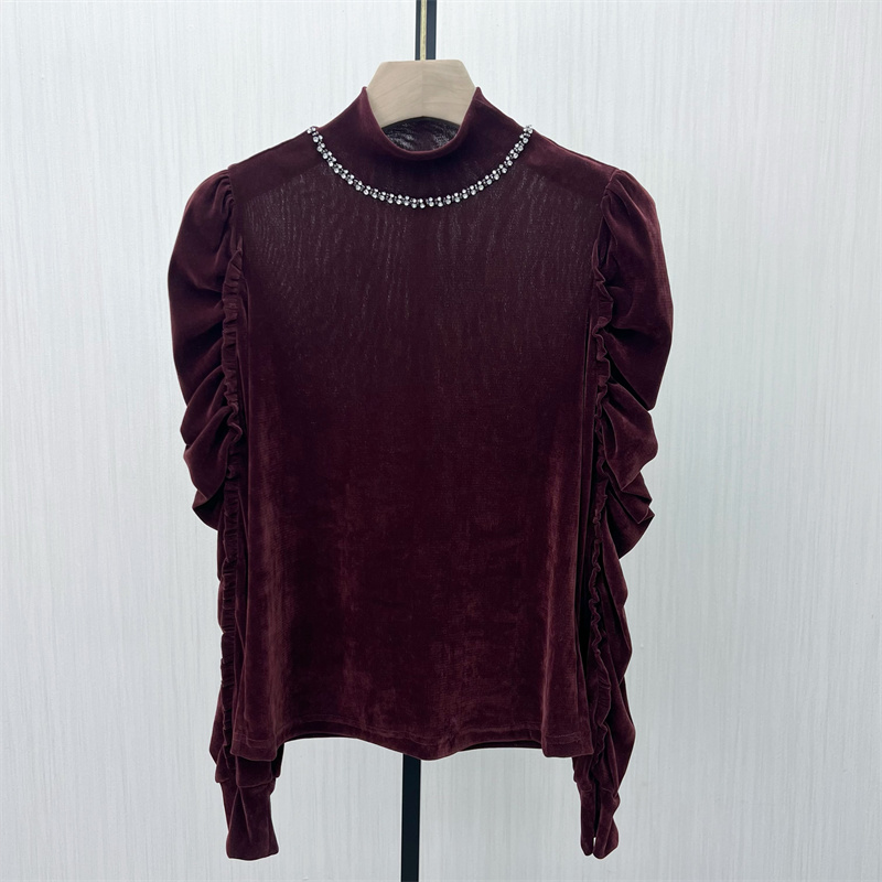 司●2025冬季新品 丝绒T恤女气质通勤显瘦内搭长袖打底衫上衣1610