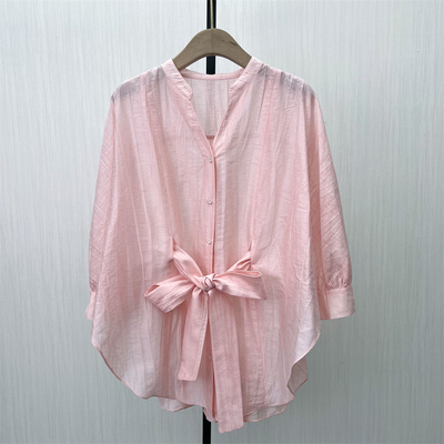 香●2025春季新品 慵懒风长袖衬衫女休闲小众宽松中长款上衣0580