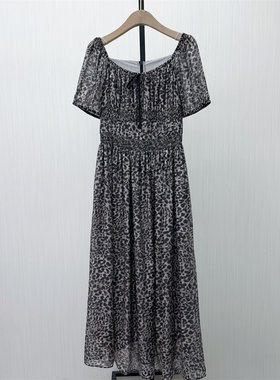 S●2026夏季新品 豹纹雪纺连衣裙女气质小众别致长裙a字茶歇裙773