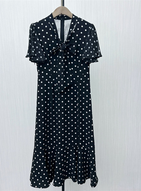 乂●2025夏季新品 小清新连衣裙女气质显瘦法式圆点茶歇裙0263