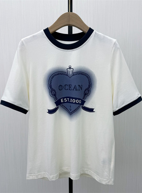 fei●2026夏季新品 印花短袖t恤女宽松休闲通勤百搭显瘦上衣6264