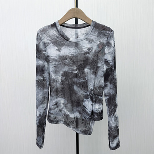 2026春季 显瘦长袖 新 女轻薄内搭修身 t恤上衣6042 网纱打底衫 良月