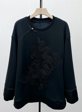 乂●2026春季新品 圆领套头卫衣女新中式设计感小众宽松上衣1292