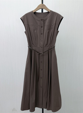 恩●2026夏季新品 无袖连衣裙女简约休闲通勤显瘦长裙衬衫裙733