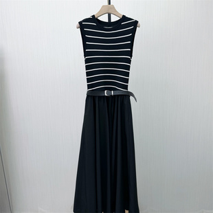 迪●2026春季新品 针织拼接长裙女气质打底显瘦背心连衣裙1602