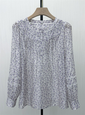 C●2026春季新品 森系碎花长袖衬衫女小众气质别致打底上衣1335