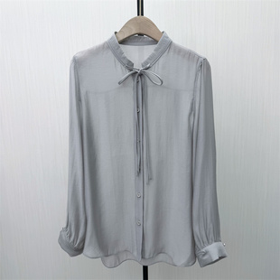 恩●2026春季新品 轻薄微透衬衫女法式宽松显瘦慵懒风长袖上衣661