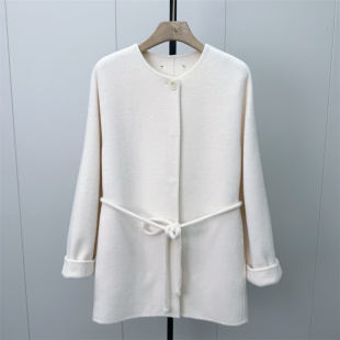 恩●2026冬季新品 双面呢大衣女中长款气质宽松绵羊毛呢外套616