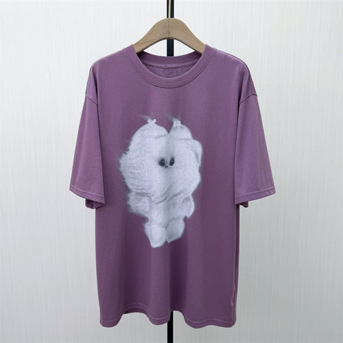 S●2026夏季新品 印花短袖t恤衫女中长款宽松休闲慵懒风上衣711