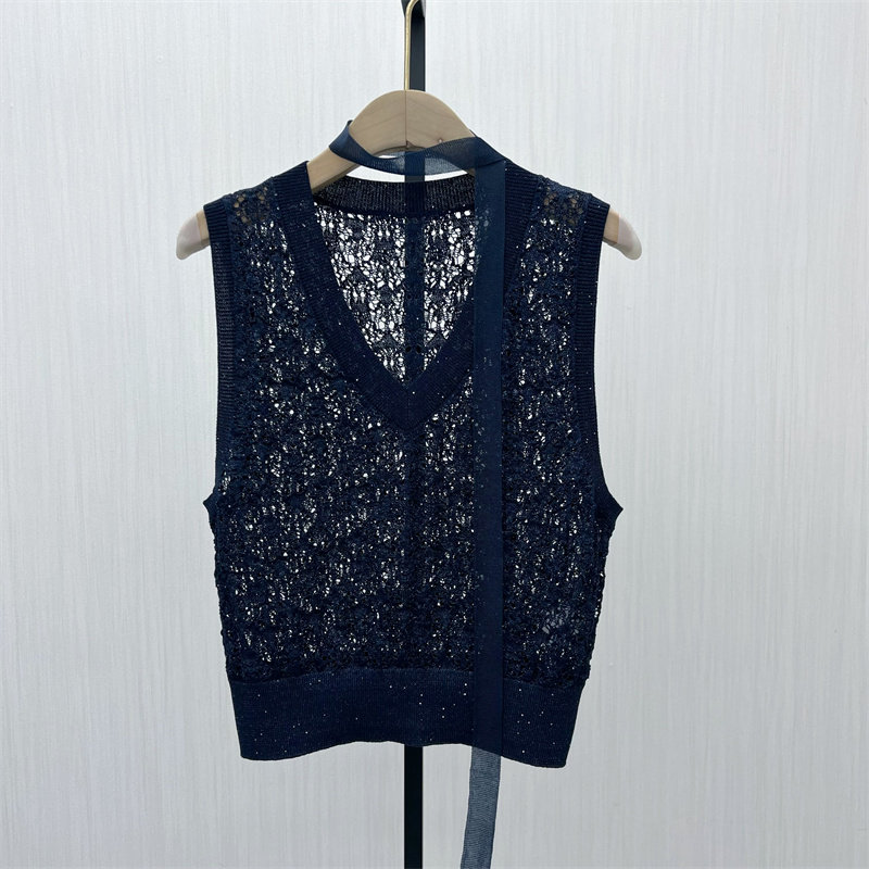 良月●2025秋季新品 短款针织背心女修身显瘦打底无袖上衣1023