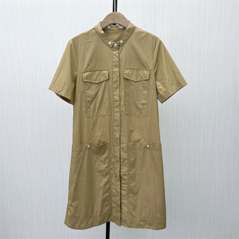 C●2025夏季新品 短袖连衣裙女气质休闲通勤简约百搭衬衫裙7173