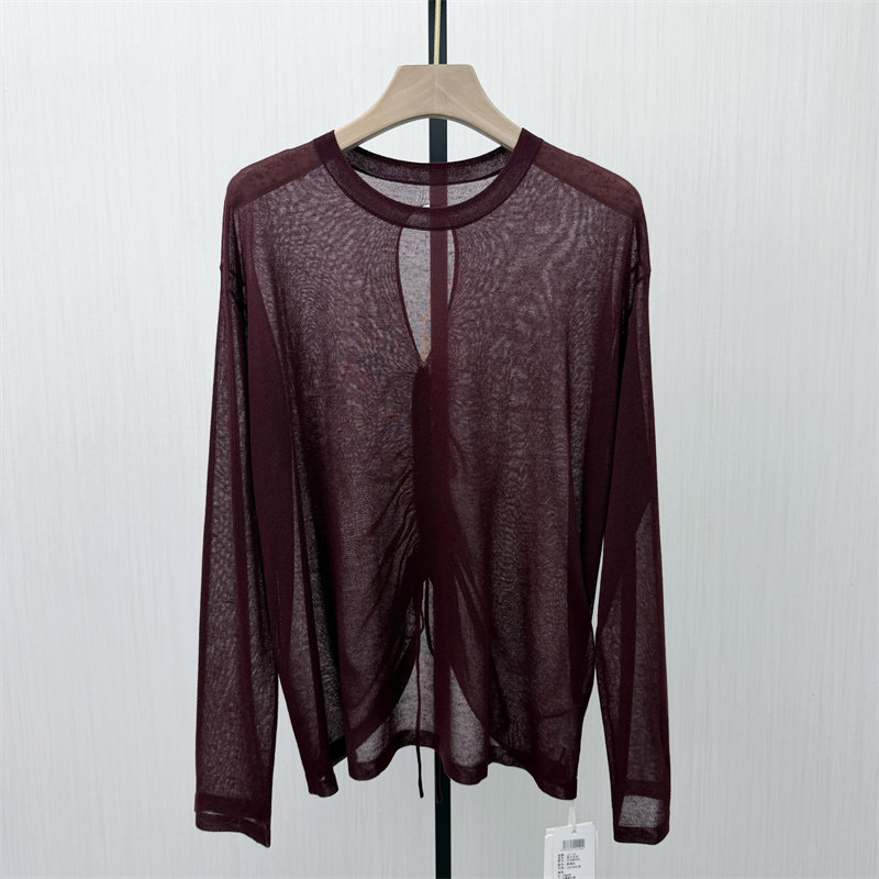 伊●2026夏季新品 轻薄长袖罩衫女宽松慵懒风套头针织上衣3056