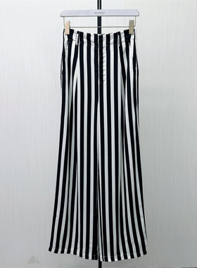 迪●2026夏季新品 条纹阔腿裤女高腰显瘦宽松休闲直筒长裤6731
