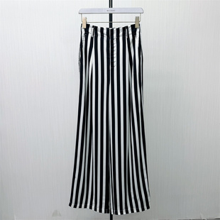 迪●2026夏季新品 条纹阔腿裤女高腰显瘦宽松休闲直筒长裤6731