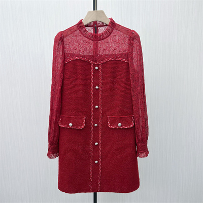 司●2025冬季新品 气质粗花呢连衣裙女设计感小众别致裙子0380