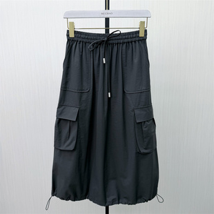 艾W 新品 工装 半身裙女松紧腰显瘦休闲通勤直筒长裙3315 2026春季