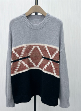 C●2025冬季新品 套头毛衣女宽松圆领绵羊毛上衣打底针织衫2535