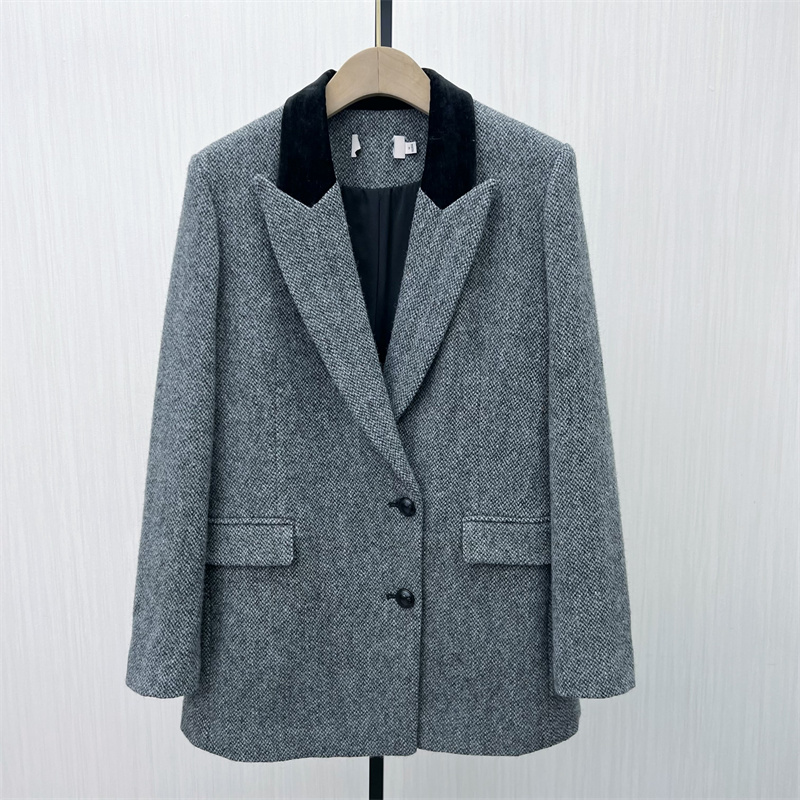 司●2025冬季新品 毛呢外套女宽松百搭气质通勤呢子西装大衣0910