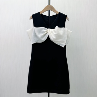 恩●2026夏季新品 蝴蝶结连衣裙女气质淑女小黑裙显瘦a字裙子338