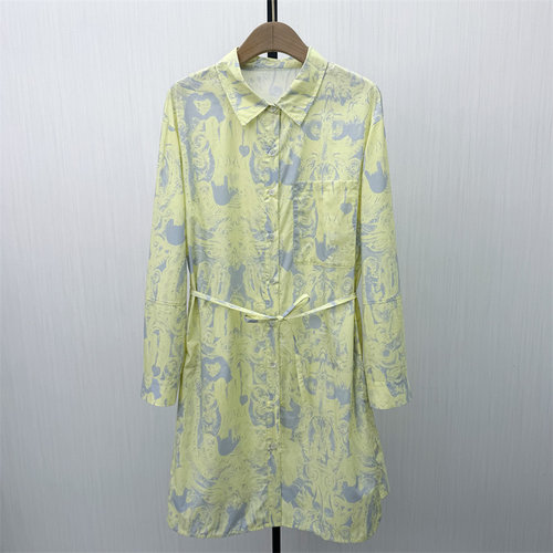 艾W●2026春季新品 长袖印花连衣裙女设计感休闲显瘦衬衫裙1712