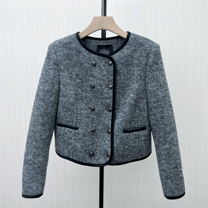 KA●2025冬季新品 双面呢大衣女气质短款宽松绵羊毛呢子外套1451